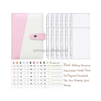 China 2022 Magnetic Hot Selling A6 Leather Ring Budget Binder With Cash Envelopes Organizer Notebook Planner Money Binder for sale