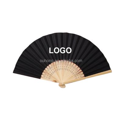 China Wholesale Custom China Hand Fan Promotion Paper Hand Fan Logo Personalized Design Folding Black for sale