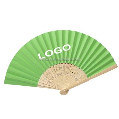 China China Wholesale Handmade Paper Fan With Own Logo Printed For Sale, Bamboo Folding Fan For Wedding Party Gift Natural Bamboo Fan for sale