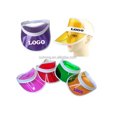 China Hottest Custom Summer Sun Visor Adjustable Multicolor Cap Character PVC Plastic Hats With Printed Logo for sale