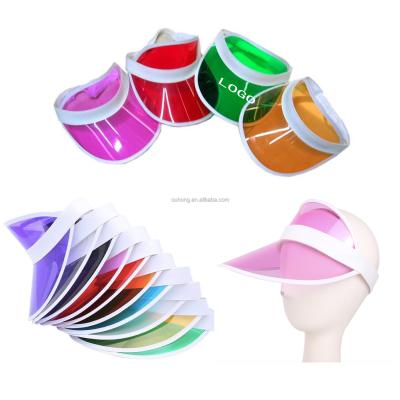 China 2022 Character Sun Hat Promotional Pink Plastic Hat Transparent PVC Sun Visors With Your Logo for sale