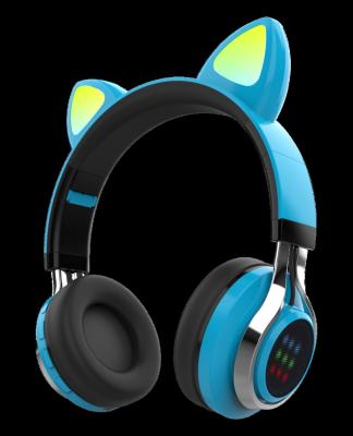 China Headband High Performance Fashion Wireless Headphones With Element Micro Phone Memory Card Cat Ear Insertable Luminous Earphone for sale