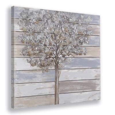 China Modern Natural And Brown Color HD Print Wooden Tree Wall Art With Oil Painting Texture For Bedroom Decoration Ready To Hang for sale