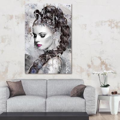 China Modern Life Still Black And White Woman Red Lip Fused Glass Wall Art For Hotel Home Decoration Ready To Hang for sale