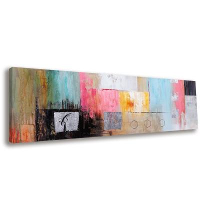 China Modern Abstract Colorful Still Life Block Pattern Canvas Hand Painting Wall Art For Bedroom Decoration Ready To Hang for sale