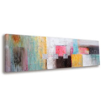 China Modern Abstract Colorful Block Pattern Canvas Wall Art Oil Painting For Bedroom Decoration Ready To Hang for sale