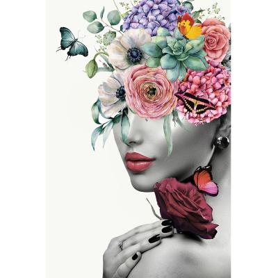 China Modern Stained Glass Rose And Woman Picture Wall Art For Hotel Home Decoration Ready To Hang for sale