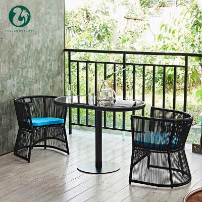 China Cheap Hot Sale Outdoor Garden Furniture Rope Woven Dining Sets Chair Rattan Set Outdoor Furniture for sale