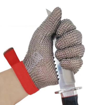 China Anti-cut Metal Mesh Stainless Steel Safety Anti Cut Five Fingers Gloves For Slaughter Separation for sale