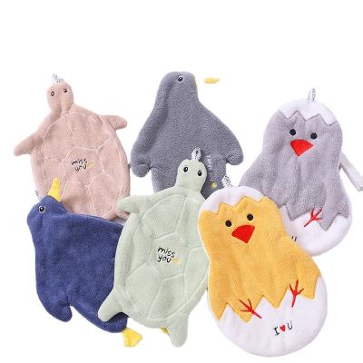 China Cute Bathroom Child Safe Hanging Absorbent Towel Thickened Household Hand Towel for sale