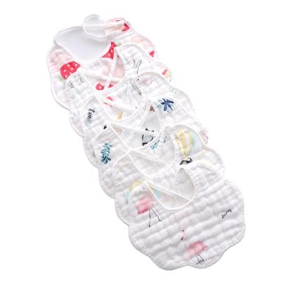 China Child Safe Baby Saliva Bib Lace up Kids Cotton Gauze Bib Baby Bandage Bib Saliva Towel for sale