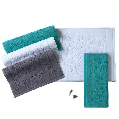 China Non-slip Absorbent Lint-Free Pure Bathroom Floor Cotton Hotel Bathroom Floor Towel Mat Child Safe Mat for sale