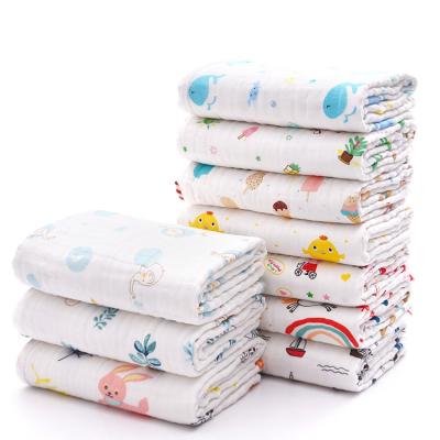 China Factory Wholesale Custom Cotton Printed Muslin Fabric Baby Blanket Sleep 110*110 for sale