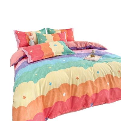 China Anti-Static Bed Sets Cotton Four Piece Suit Cotton Bedding Set Fitted Sheet Bed Sheet Sets Bedspread Case for sale