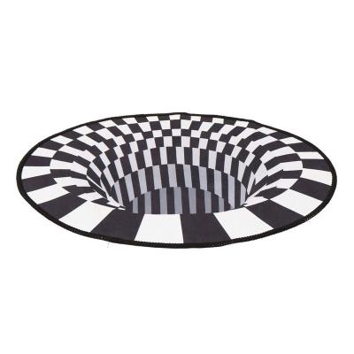 China Washable Home Decor 60*60cm Black White Plaid Round Illusion Blankets For Lvining Bedroom Kitchen And Dining Decoration for sale