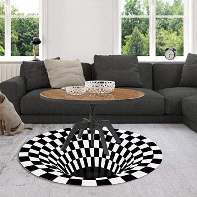 China 3d Logo Rug Mat Round Circle Non-Slip Commercial Carpet and Blankets Trap Illusion Custom Printing Carpet for sale