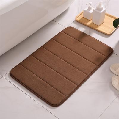 China Modern Home Stripe Coral Fleece Memory Foam Bath Mat Rug for Bathroom, Non-Washable Slip Absorbent Machine for sale