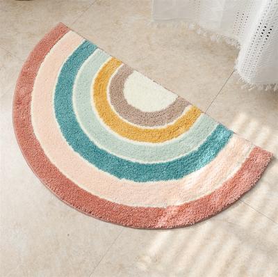 China Viable Absorbent Soft Bathroom Mats Shower Room Quick Drying Shaggy Antiskid Rainbow Bathroom Doormat for sale