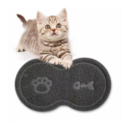 China Paw Shape Pvc Coil Pet Mat Large Custom Size Pet Food Dog Viable Non-sticking Mat for sale