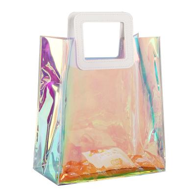 China 2023 Reusable High Quality Customized Shopping Transparent PVC Tote Bag With Custom Printed Logo for sale