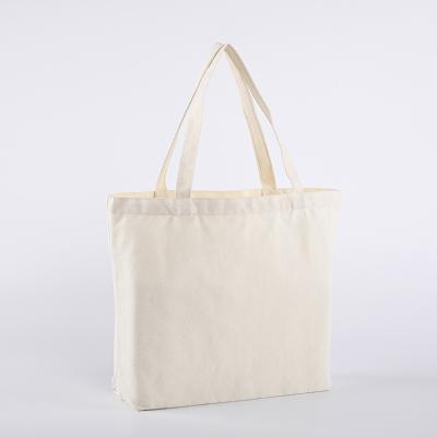 China Reusable Supplier Logo Print Large Designed Eco Custom Recycled Shopping Canvas Tote Bag With Pockets for sale