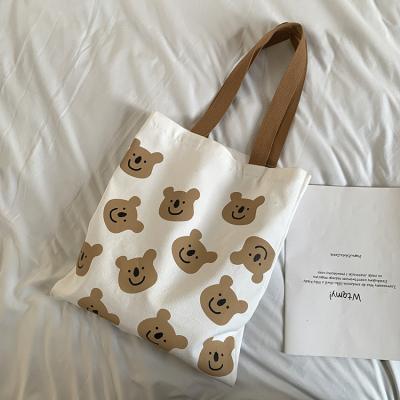 China 2021 Summer New Soft Custom Canvas Single Shoulder Bag Cute Cartoon Student Shopping Handbag Wholesale for sale