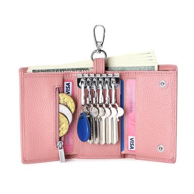 China Key Hanging Wallet Llavero De Cuero Genuino Leather Waist Case Card Holder Key Ring Lilangda Zipper Men Women Fashionable Key for sale