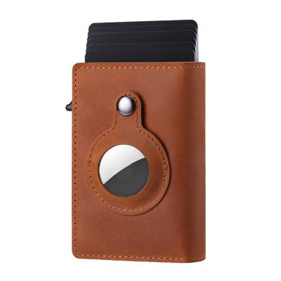 China RFID Blocking Protect Hot Sale Men Pop Up Card Holder Genuine Leather PU RFID Blocking Air Tag Smart Airtag Wallet for sale