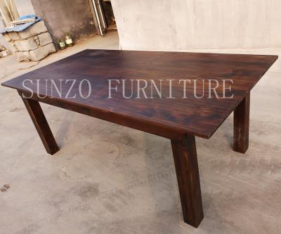 China Antique Folding Solid Wood Farmhouse Wooden Table Dining Folding Table for sale