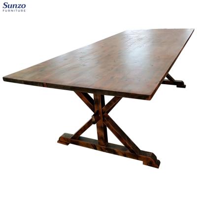 China DINING TABLE Factory Outlets, New Style Folding Wooden Farmhouse Table With Corss Back Chair for sale