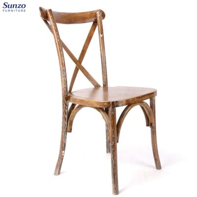 China French Farmhouse Bistro Cross Dining Back Chair X Oak Wood Back Chair for sale