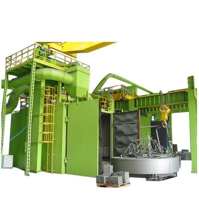 China Trolley type steel plate building material stores building material stores turntable and section shot blasting equipment for sale