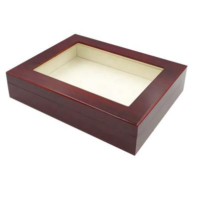 China Handmade High Gloss Luxury Wooden Perfume Box With Lid Glass Window for sale