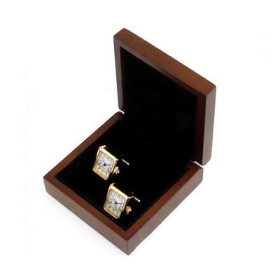 China Handmade Cute Dark Brown Lacquer Finish Small Cufflink Cheap Box for sale