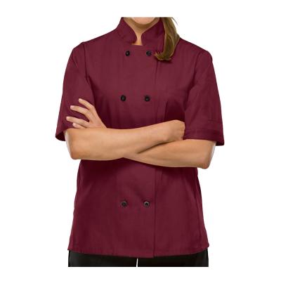 China Best Selling Red Poplin Hotel Restaurant Chef Jacket Uniform for sale