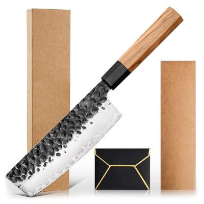 China 6.7 Inch 9cr Stocked Three-Layer Stainless Steel Kitchen Usuba Plated Steel Knife, Vegetable Cleaver Knife Asian Nakiri Knife for sale