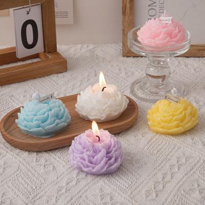 China Handmade Decorative Birthdays Flower Candle Perfumada Aromatherapy Peony Shaped Flower Scented Candle For Wedding Celebration Home Decor for sale