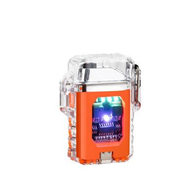 China Type-C Transparent Waterproof Electronic Rechargeable Igniter Battery Plasma Arc Filling Lighter LED for sale