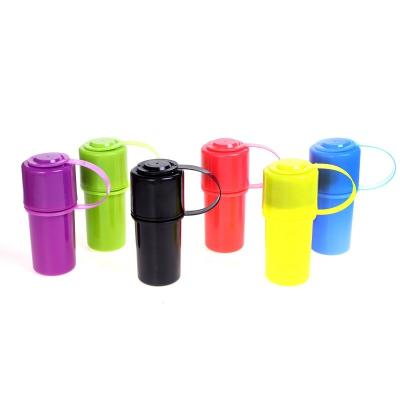 China Portable Durable 2 In 1 Plastic Bottle Stash Jar With Custom Logo Plastic Herb Grinder Jar Storage Container for sale