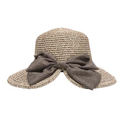 China Outdoor Character Women Beach Hat Bow Knot Foldable Summer Sun Hat Straw Hats for sale