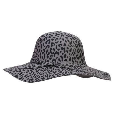 China Wholesale Custom Made Comfortable High Quality Wide Brim Leopard Print Felt Fedora Hats for sale