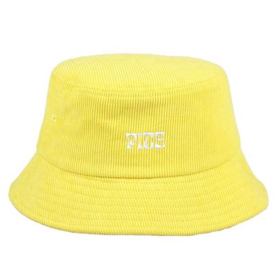 China 2021 Wholesale Character Fashion Custom Yellow Corduroy Bucket Hats for sale