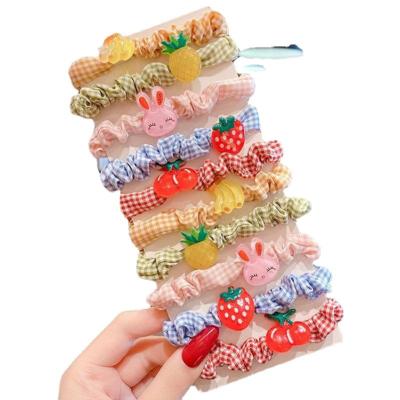 China New Cartoon Soft Plaid Elastic Scrunchies Set Bundle Girls Decoration Hair Scrunchies Ties for sale