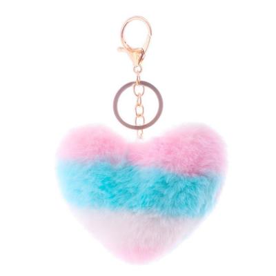 China Plush Pom Poms Key Chains Faux Rabbit Fur Pompoms Keychain Fluffy Pompoms Key Chain for sale