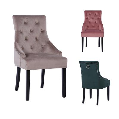 China Wholesale Contemporary Style High Quality European Customized Velvet Upholstered Fabric Adorned Back Dining Chair for sale