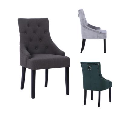 China Zhejiang Anji Factory Wholesale High Quality Modern French Dining Furniture Velvet Fabric Dining Chair With Back Ring for sale