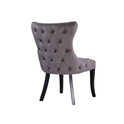 China High Quality Modern Hotel Luxury Dining Table Set 6 Chairs Velvet Wood Upholstered Fabric Tufted Back Dining Chair for sale