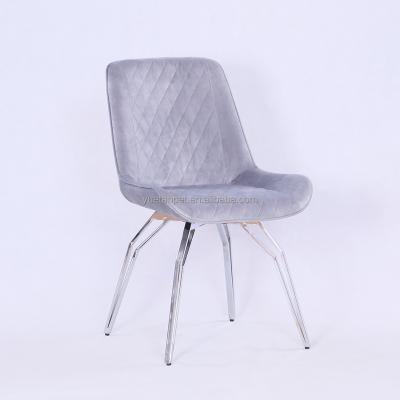 China New Design High Quality Restaurant Room Furniture Velvet Fabric Chrome Leg Dining Chair for sale