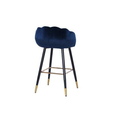 China Modern wholesale new product velvet fabric modern bar stool metal with back for high kitchen counter for sale