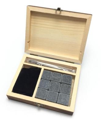 China Viable Ice Wine Harvester Granite Whiskey Stone Ice Stones Set Ice Square Tartar 20mm Whiskey Stone 9pcs Set With Box And Bag OEM for sale